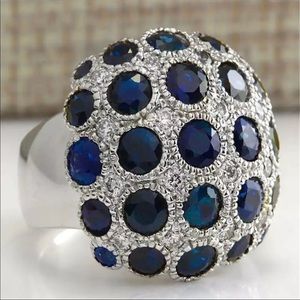 Luxury 925 Silver Sapphire Ring  New